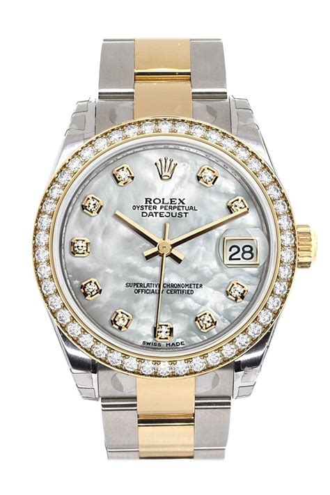 rolex datejust gold silver diamond|Rolex Datejust diamond bezel aftermarket.